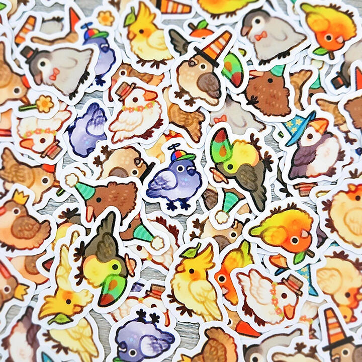 March freebie stickers Picture of a variety of small, colorful animal stickers.