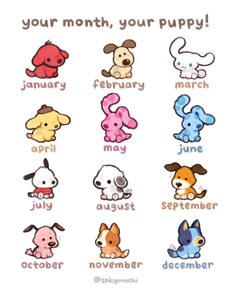 Illustration of twelve cartoon puppies. Illustration of twelve cartoon puppies.